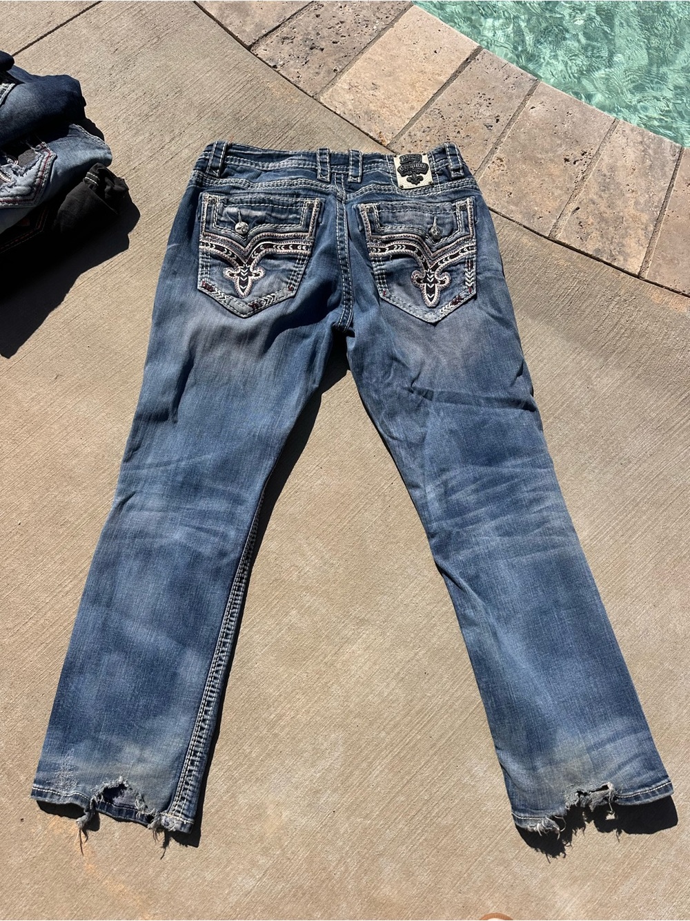 Rock Revival Distressed Blue Denim Jeans